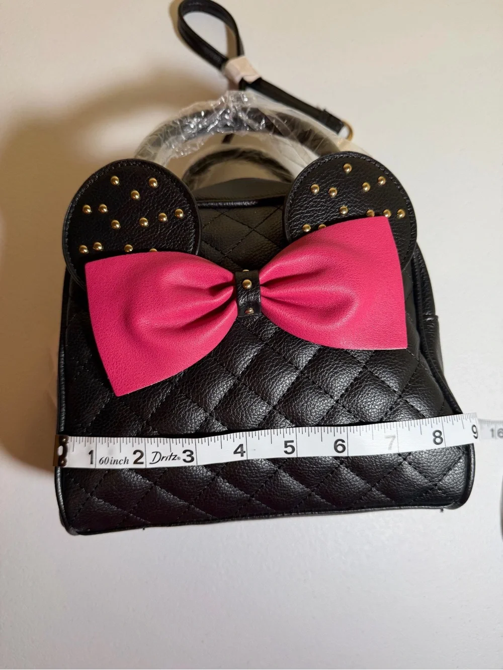 Olivia Miller Minnie Style Black Quilted Bow Crossbody Satchel NWT - Picture 3 of 12